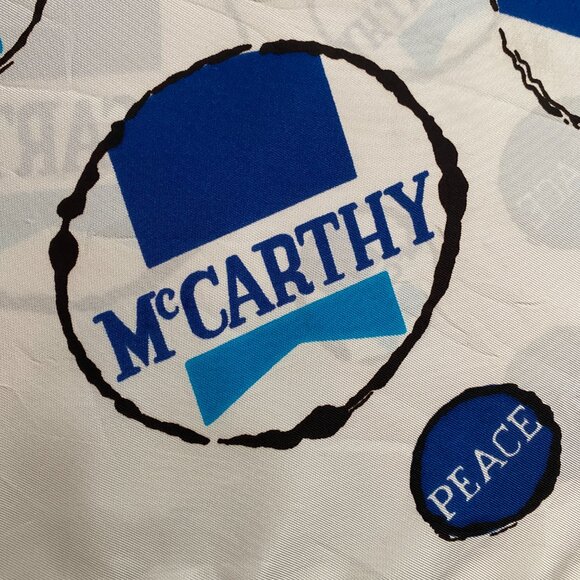 1968 Vintage E. McCarthy Political Peace/Vietnam Scarf Size: 24" Sq Polyester/Ac - Picture 3 of 7